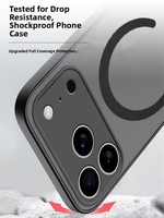 Coque de Téléphone de Luxe Mate Magnétique Compatible Recharge sans Fil pour iPhone 17 16 15 14 13 11 12 Pro Max Mini Plus XS Max XR X Housse Blindée