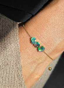 Fire Black Opal Gemstone Chain <b>Bracelet</b> Three Stone Opal 925 Sterling <b>Silver</b> 14K Gold Plated Jewelry Gift - Product Image 3