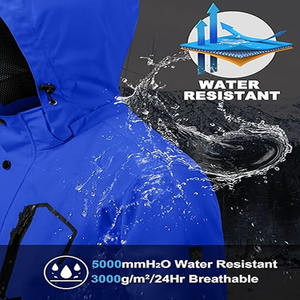 Chaqueta de lluvia impermeable con cinta de costura completa con capucha a prueba de viento suave Shell al aire libre Bloqueo de color/chaqueta de invierno de color contrastante - Product Image 3