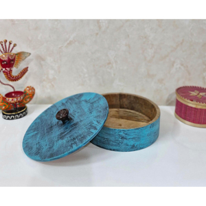 Cacerola de madera con tapa Color azul Impreso para servir Utensilios de cocina Sirviendo Olla caliente Madera Recién llegado Utensilios de cocina - Product Image 2