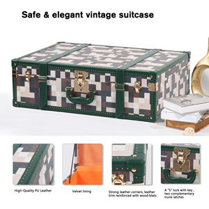 Conjunto <span class=keywords><strong>de</strong></span> equipaje vintage personalizado <span class=keywords><strong>de</strong></span> 20 pulgadas <span class=keywords><strong>Maletas</strong></span> <span class=keywords><strong>de</strong></span> cuero PU unisex con estilo retro para viajar - Product Image 2