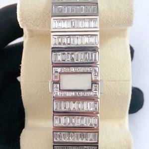 Montre pour homme de luxe à mouvement à quartz, diamant baguette en moissanite VVS, acier inoxydable, quartz japonais, sport, cristal, certifié GRA, tendance - Product Image 2