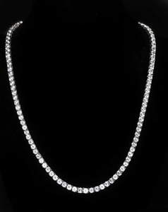 925 เงินสเตอร์ลิง Iced Out Moissanite เทนนิสสร้อยคอเครื่องประดับที่กําหนดเองเครื่องประดับเพชรเหลี่ยมเพชรพลอยของขวัญสําหรับเธอ - Product Image 1