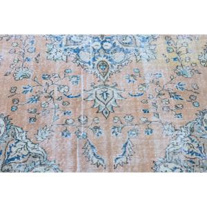 Alfombra Turca de 3.8x6.9 pies, Alfombra de Lana Vintage con Diseño Floral Azul - Product Image 5