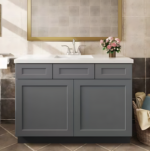 Tocador de baño de madera maciza china, espejo MDF/tablero de partículas, muebles multiusos para sala de estar, cocina, función de almacenamiento - Product Image 5