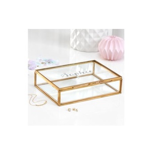 Boîte à bijoux fantaisie en laiton et verre Design personnalisé Boîte à bijoux antique en verre et laiton Exportateur en gros - Product Image 1