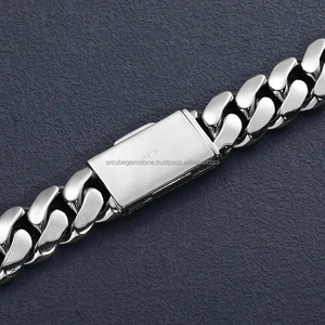 Bijoux Hip Hop personnalisés faits à la main en argent 925 12MM 24 pouces fermoir en diamant chaîne à maillons cubains Miami - Product Image 5