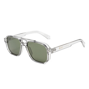 2025 Custom Vintage Men Women Rivets Pilot Sun Glasses UV400 <strong>Dark</strong> Green <strong>Shades</strong> Double Bridges Square Pilot Sunglasses Men Women - Product Image 6