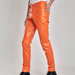 Pantalons en cuir décontractés légers les plus vendus pour hommes Taille mi-haute Braguette à boutons Nouvelle arrivée Prix bas - Product Image 4