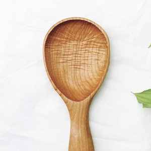 Cuchara de sopa de madera natural, mango corto duradero, juego de cubiertos multiusos para mezclar madera para acampar, uso en la oficina - Product Image 2