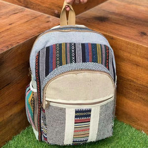 Nouveau design de sacs pour ordinateur portable en chanvre sacs à dos durables nouveauté jute avec coton unisexe multi-usages sacs à dos de voyage - Product Image 3