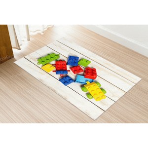 Tapis coloré en blocs de construction, tapis imprimé pour salle de jeux, chambre d'enfants, tapis en chenille - Product Image 2
