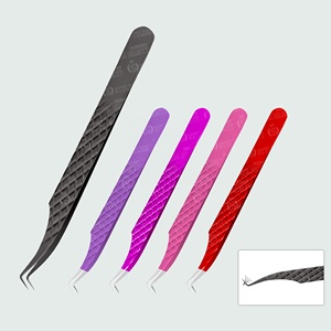 Pinzas para pestañas con punta de diamante de alta calidad, Plasma, acero inoxidable negro, venta al por mayor, uso de tensión ligera, Punta puntiaguda - Product Image 1
