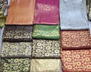 High Quality 100% Organic Silk Jacquard Woven Brocade Fabric Premium Printed <b>for</b> <b>Wedding</b> Dresses Upholstery Crafting-<b>for</b> Girls - Product Image 6