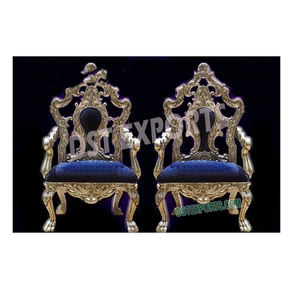 Chaises de trône de scène de mariage royal Vente chaises de trône de scène de fête de mariage royal Cérémonie indienne Événement Ensemble de chaises de marié de mariée - Product Image 3