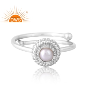 Bague en argent 925 avec pierre précieuse naturelle en perle, design tendance, bijoux personnalisés pour femmes, cadeau pour elle, fabricant de bijoux indien - Product Image 3