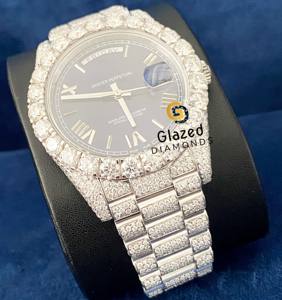 Derniers modèles de montres et accessoires Hip Hop Moissanite Round Brilliant Cut Diamond Round Shape Blue Watches for Boys - Product Image 4