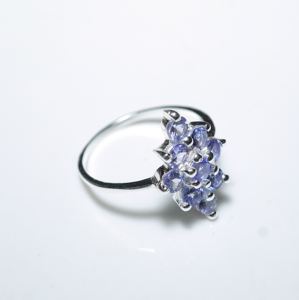 Anillos de plata con piedras preciosas de forma redonda de tanzanita natural para mujer, anillo de pureza 92,5 para mujer - Product Image 2
