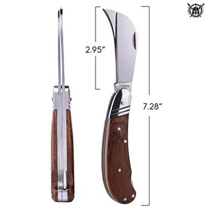 Couteau pliant à double lame de style dernier cri, acier Damas, manche en os de chameau, logo OEM personnalisé, haute qualité, pour la chasse en plein air, porte-clés - Product Image 3