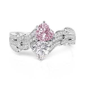 Jeulia Custom Bypass Wing Double Heart <b>Adjustable</b> <b>Ring</b> with Birthstone Rose Gold or 18K Gold Plated - Product Image 1