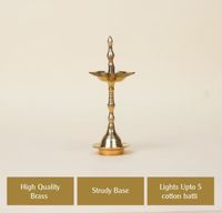 Lampe à huile en laiton de 5 pouces pour Puja Festive Home Decor & Office Temples Petit Kerala Samai Accessoire rituel religieux Cadeaux religieux