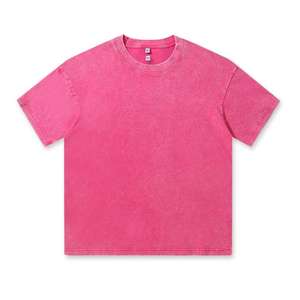 Camiseta con logotipo para mujer 100% algodón de alta calidad personalizada se desvaneció de gran tamaño piedra sólida lavado con ácido de punto informal - Product Image 2