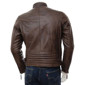 Veste en cuir pour homme à col montant, prix compétitif, qualité supérieure, coupe confortable, fermeture éclair, vêtement d'extérieur en cuir pour homme - Product Image 2