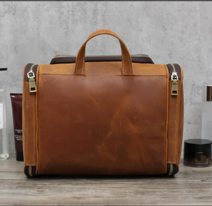 Leather Dopp Kit Bag, Groomsmen Gift, Best Valentines Day Gift for Him, Father's Gift Computer Sling Leather <b>Briefcase</b> Man - Product Image 4