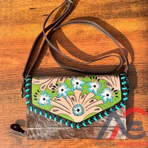 Nueva oferta navideña de cuero de vaca de cuero real, bolso de mano con cabestrillo de piel, colección elegante de bolso de mano para mujer, embrague multiuso - Product Image 1