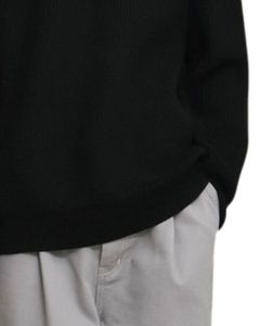 <b>Men</b> Black Polo Collar Half Zipper Winter Sweater Soft Warm Knit Pullover Stylish Casual Long Sleeve Comfortable Fashion Wear - Product Image 5