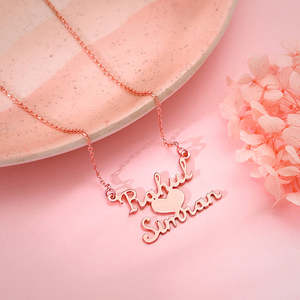 Pendentif personnalisé We Two en or blanc 14 carats plaqué rhodium diamant Moissanite Box Chain Trendy Flower Shape Christian Style - Product Image 4