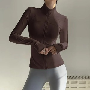Veste de sport de fitness à manches longues pour femmes haut de yoga de gymnastique à séchage rapide avec crème solaire fermeture éclair devant débardeurs en jersey - Product Image 5