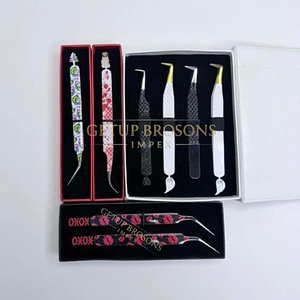 Pince à épiler pour cils GETUP BROSONS IMPEX 90/curve/isolation en acier inoxydable de haute qualité, plusieurs couleurs, pointe lisse, poignée diamantée - Product Image 2