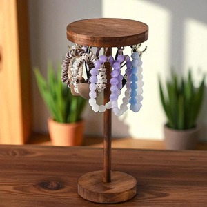 Support de bracelet en bois de forme ronde Présentoir à bijoux élégant et durable pour la table de vanité et la présentation de cadeaux d'Inde - Product Image 4