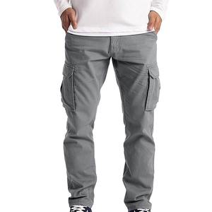 Nouveau automne hommes Cargo pantalon coton salopette pantalon de travail en plein air couleur unie Slim Fit Streetwear pantalon - Product Image 1