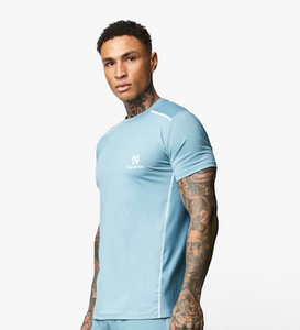 Aqua color Ropa deportiva de alta calidad Chándal de verano Hombres Cuello redondo Camiseta de manga corta y conjunto corto de dos piezas - Product Image 5