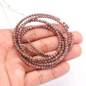 Perles de diamant rouge rondes facettées naturelles 3 mm, 16 pouces, brins lâches, couleur champagne - Product Image 2