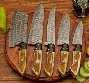 Ensemble de couteaux de chef de luxe en acier Damas fait main, ambidextre, 67 couches, cinq pièces, nouvelle arrivée 2025, personnalisable en gros - Product Image 1