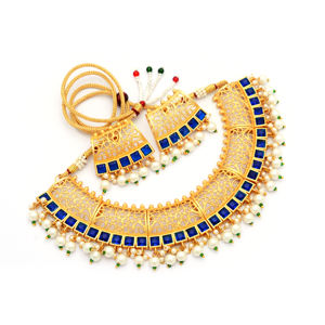 À la mode plaqué or Jadau collier lourd ensemble avec boucles d'oreilles Jadau pierre travail bijoux à la mode ensemble de mariée - Product Image 1