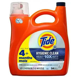 Tide detergente para ropa líquido 2X espuma baja Original HD limpieza higiénica, 146 floz