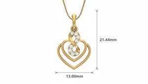 Delicado Colgante de Doble Corazón de Oro de 14K y Diamantes Naturales para Mujer - Product Image 2