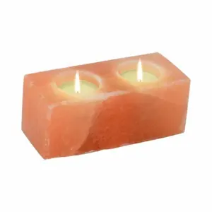 Forma rectangular de sal del Himalaya, portavelas de dos agujeros, forma rectangular de sal rosa, luz de té de dos agujeros, té de sal de dos agujeros - Product Image 4
