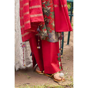 Traje Casual de Verano de 3 Piezas con Estampado Jacquard Lurex y Dupatta a Rayas con Decoración de Botones - Modelo SP-52086 - Product Image 3