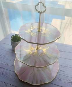 HANDMADE DIY 3 Tier Round Shape Fruit Tray <b>Resin</b> <b>Mold</b> Customized Size Colorful Tea Tray Table for Home Decor - Product Image 3