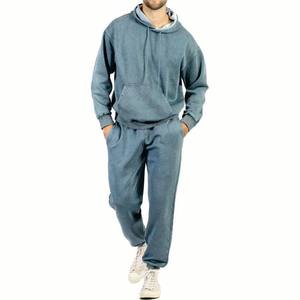 Producto al por mayor chándal lavado con ácido de alta calidad personalizable Color sólido transpirable estilo de invierno chándal para hombres - Product Image 1