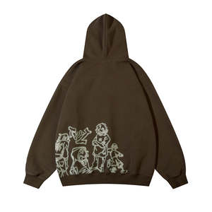 Sweat à capuche imprimé avec motif de ligne tendance 2024 pour garçons, design de marque tendance de la rue, petit et ample, sweat à capuche d'automne et d'hiver - Product Image 2