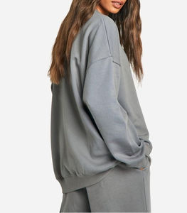 Heather Grey Winter Streetwear Solid New Fashion Plain Custom Regular Stand Collar <b>Fleece</b> Sweatsuit <b>Jogger</b> Set for <b>Women</b> - Product Image 6