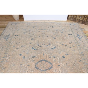 8.4x11.3 ft Vintage Rug Rug, Turkish Rug, <b>Brown</b> Geometric <b>Wool</b> Rug - Product Image 4