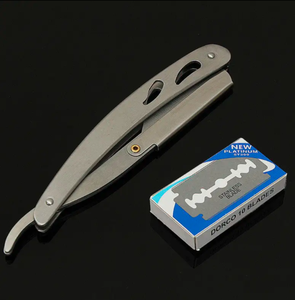 Cuchillo de afeitar plegable ANAAIF, nuevo para afeitado perfecto, maquinilla de afeitar de acero inoxidable de borde recto con 10 cuchillas para vello corporal - Product Image 1