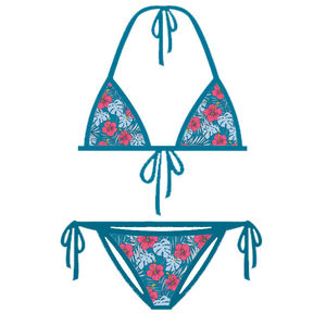 Conjunto de bikini de 2 piezas de color sólido de última moda, ropa de playa para nadar y bañarse de una pieza con sublimación de impresión digital de pantalla - Product Image 1